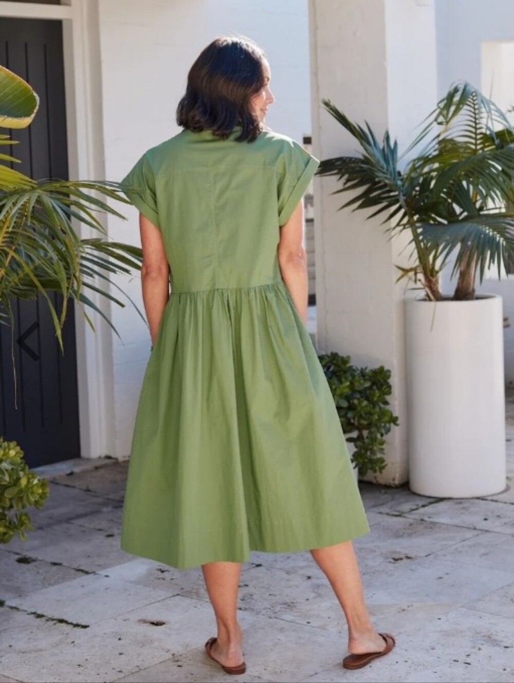 Maye HARPER Midi Shirtdress - Apple Green Color; 100% Cotton; Size S - Picture 5 of 5
